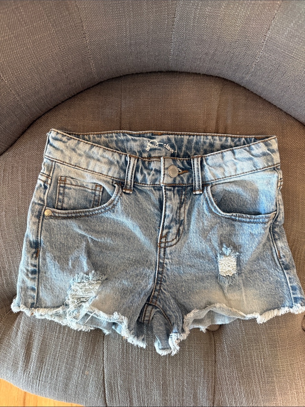 Light Wash Distressed Denim Shorts - Girls size 8